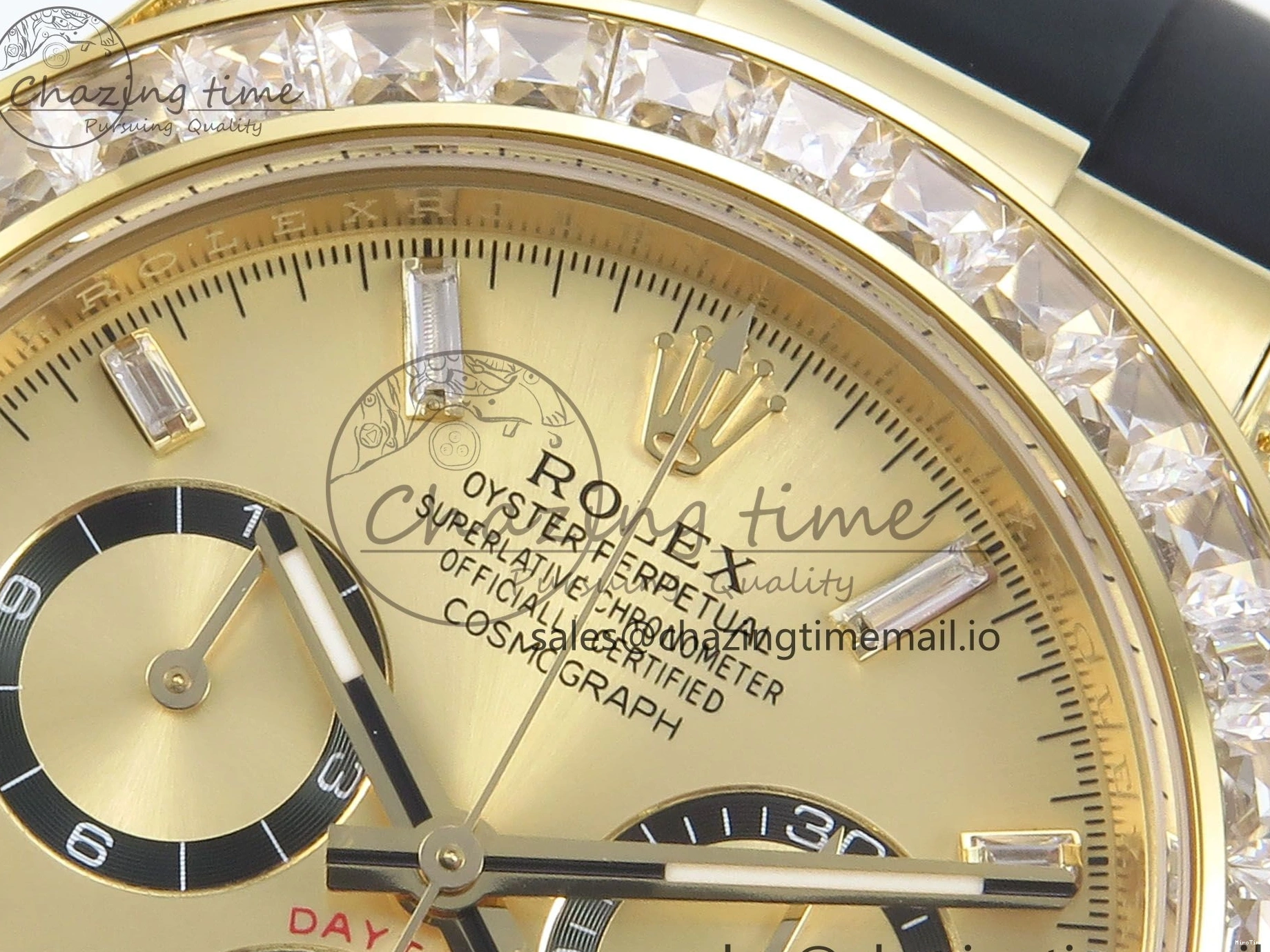 MiroTime 0203 Daytona 126538TBR EWEF 1:1 Best Edition 904L Steel YG Crystal Dial Diamonds Bezel on Black Rubber Strap SH OdorResistant 463